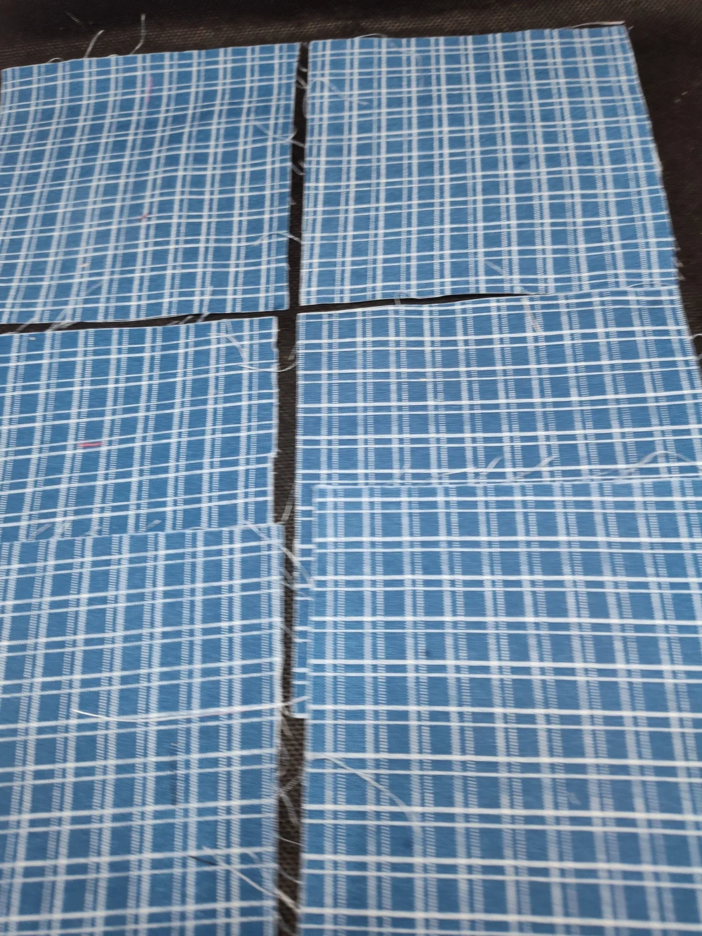 6 4.50 INCH Cotton Fabric SQUARES Blue Plaid